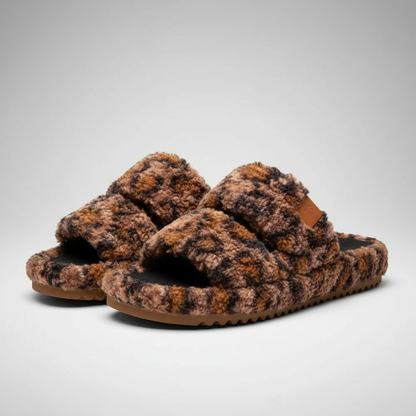 Memory Foam Fuzzy Open Toe House Slippers