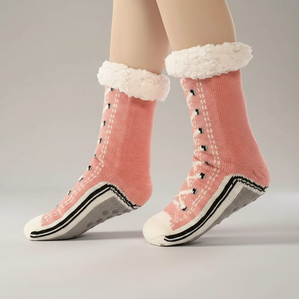 Winter Knit Sherpa Non Slip Slipper Socks