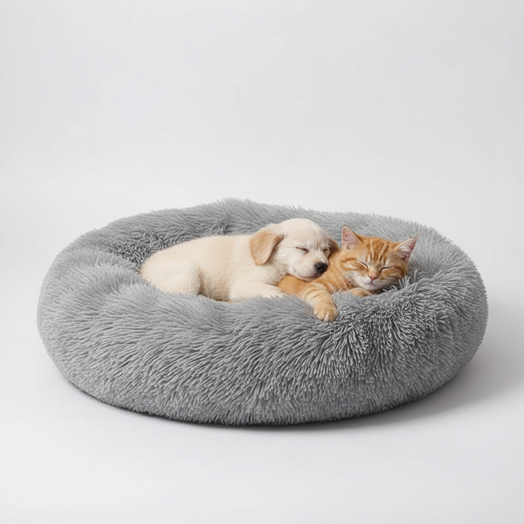 Donut Shaped Plush Pet Bed For Cats And Dogs