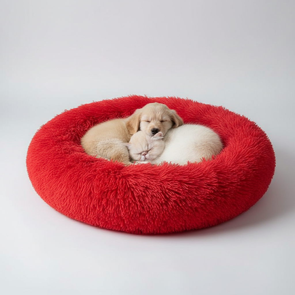 Donut Shaped Plush Pet Bed For Cats And Dogs