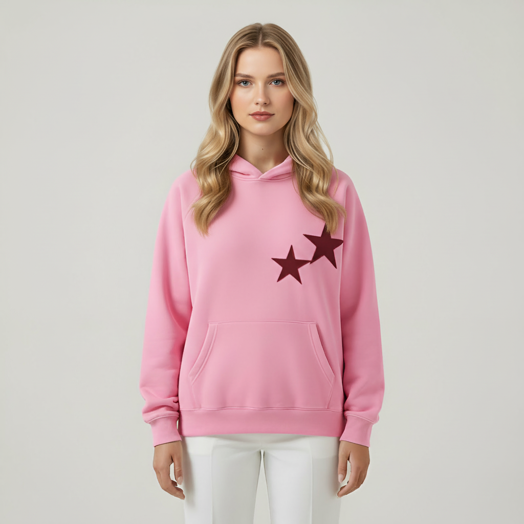 Casual Double Star Printed Hoodie
