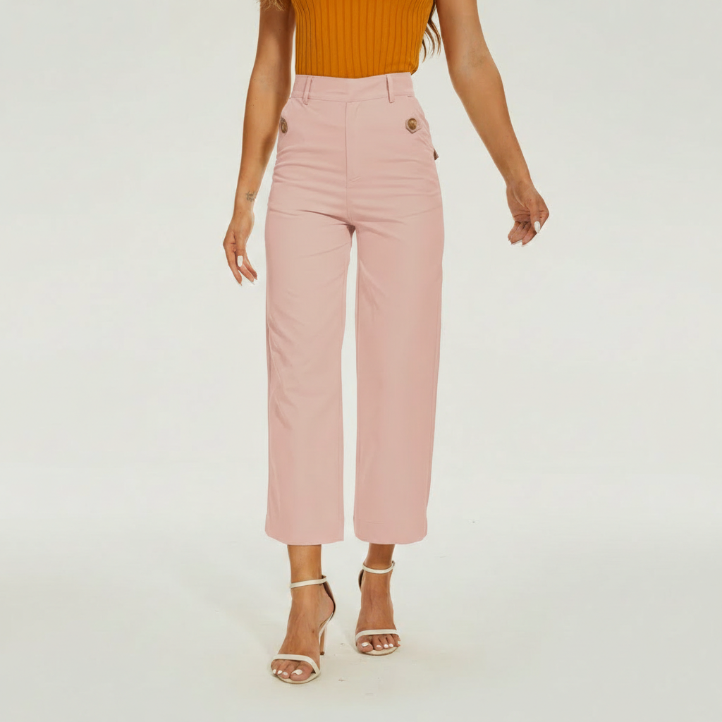 Sleek High Rise Cropped Twill Pants