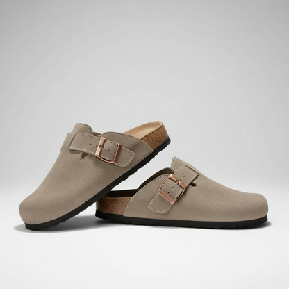 Adjustable Buckle Strap Suede Mule Clogs