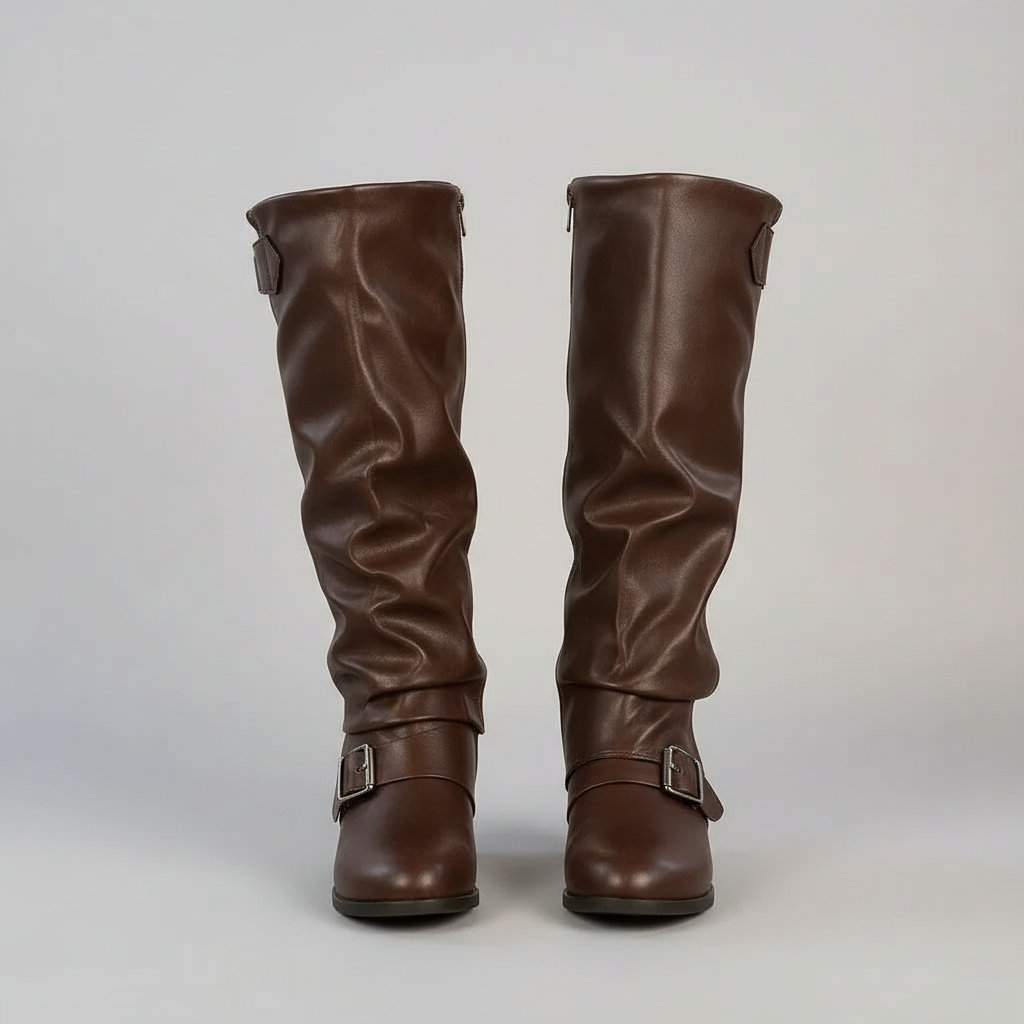 Chic Leather Buckle Fashion Boots