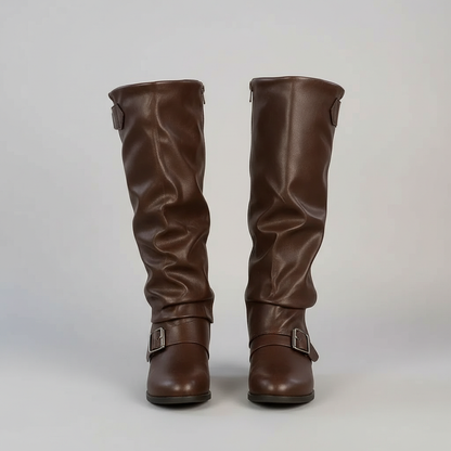 Chic Leather Buckle Fashion Boots