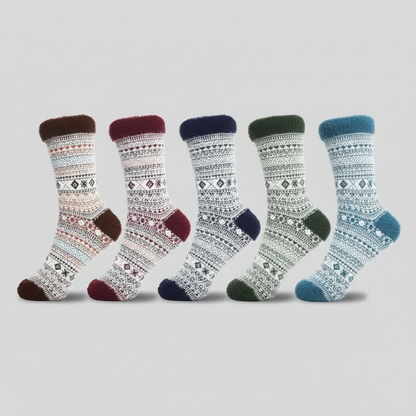 5 Pair Reindeer Design Knit Crew Socks