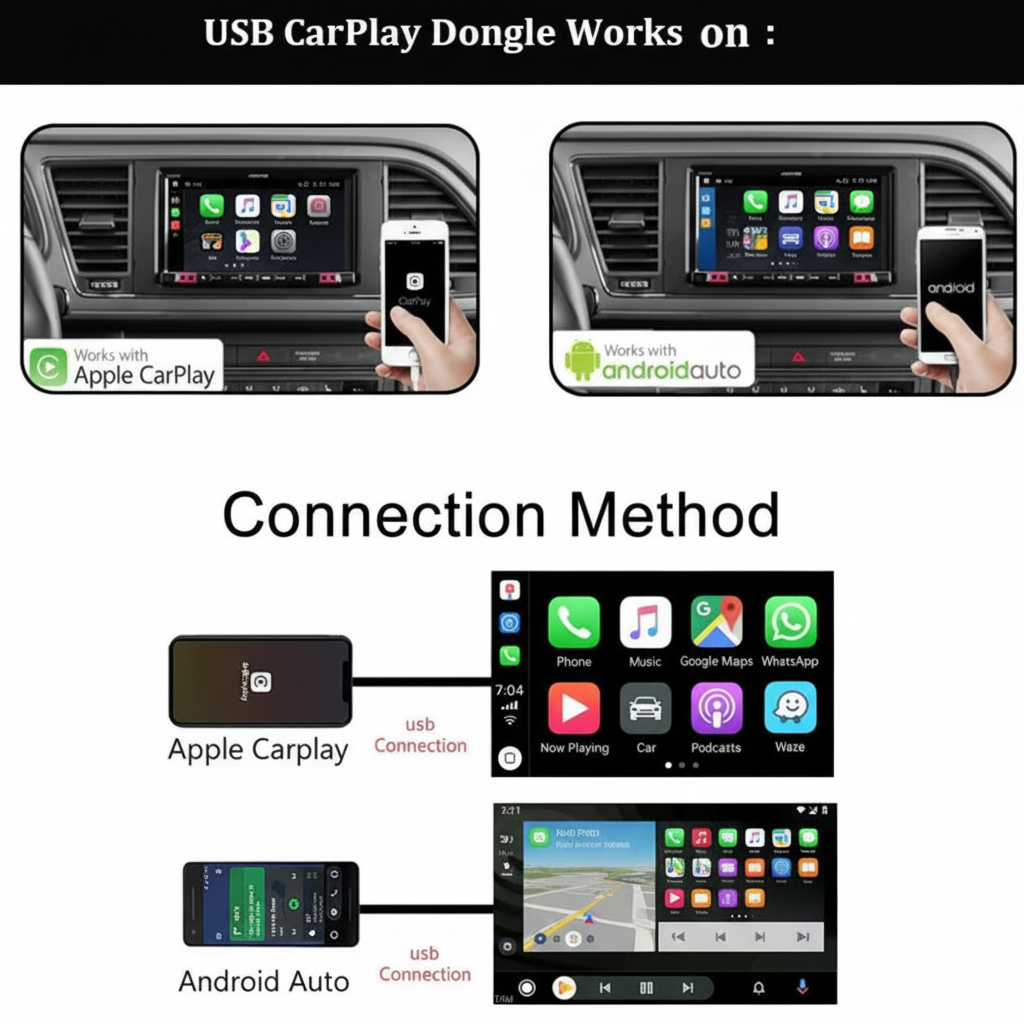 CarPlay and Android Auto Adapter Wireless Connectivity for All Car Brands
