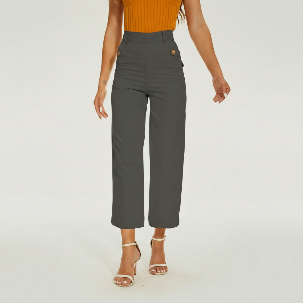 Sleek High Rise Cropped Twill Pants