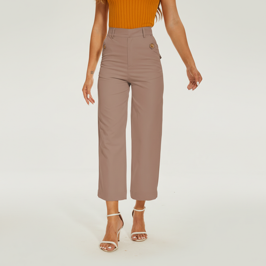 Sleek High Rise Cropped Twill Pants