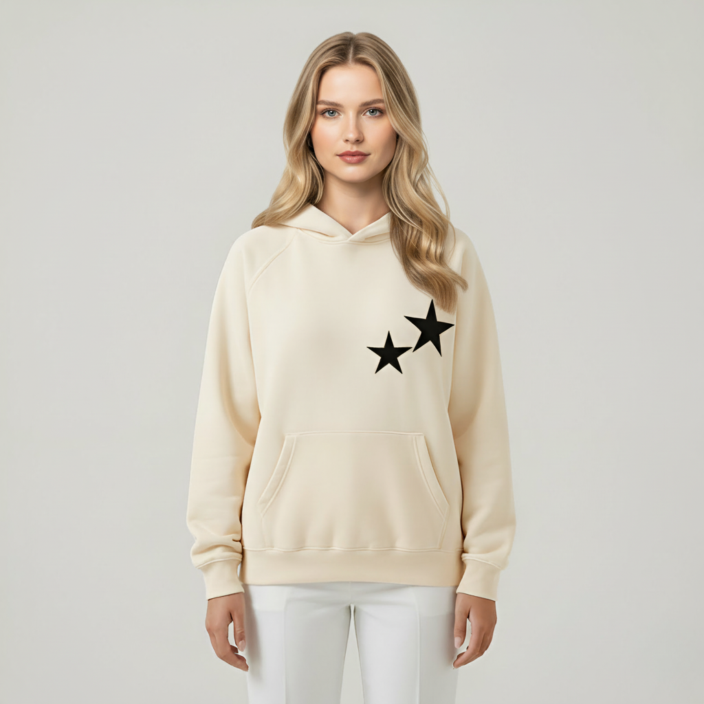 Casual Double Star Printed Hoodie