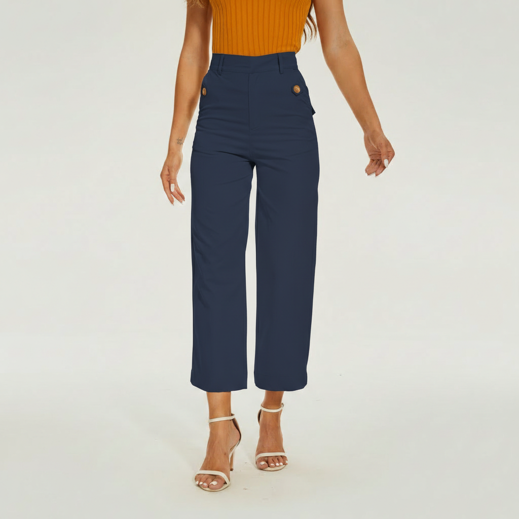 Sleek High Rise Cropped Twill Pants