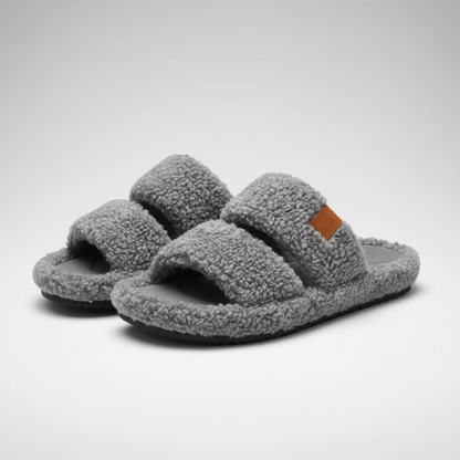 Memory Foam Fuzzy Open Toe House Slippers