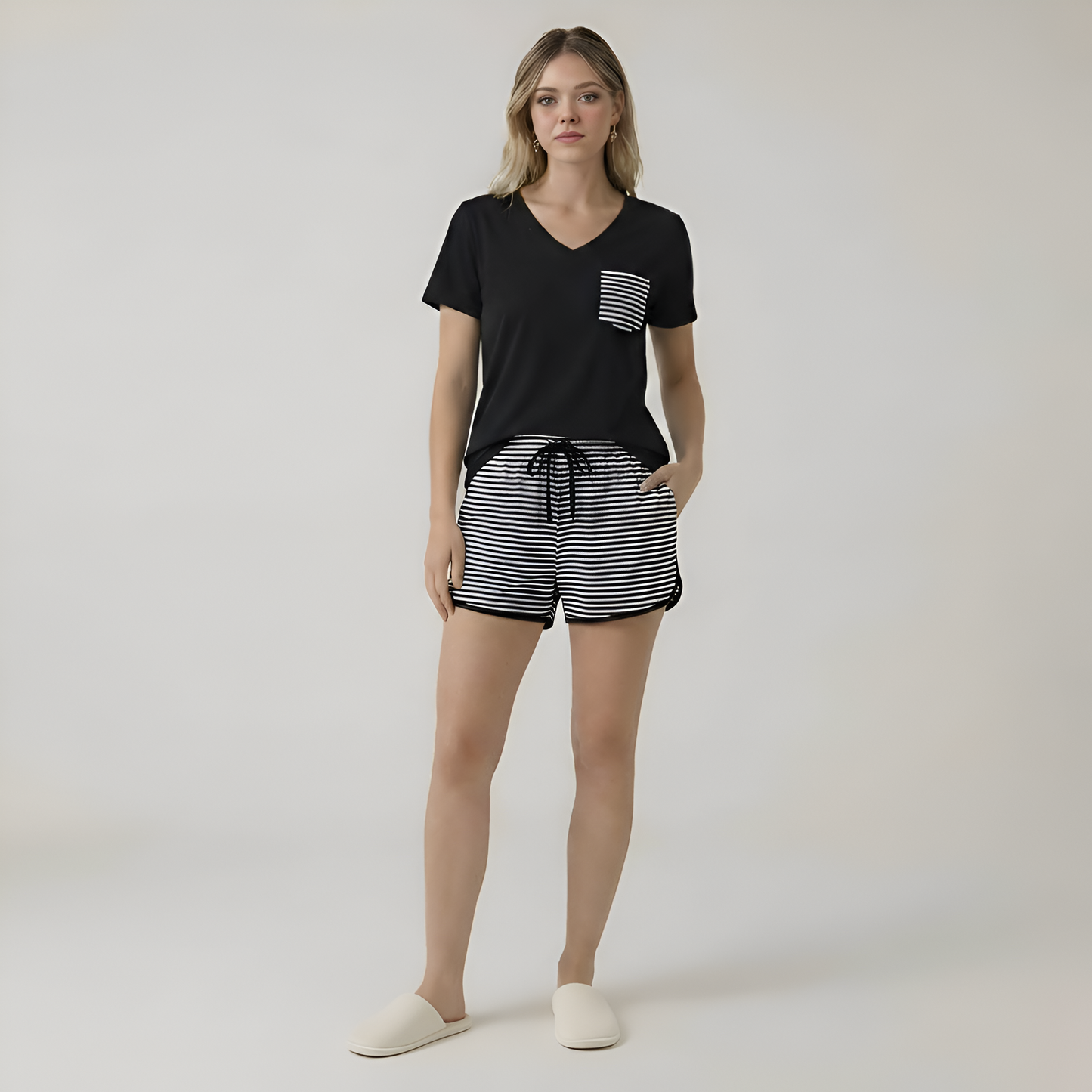 Short Sleeve Summer Pajama Set For Women