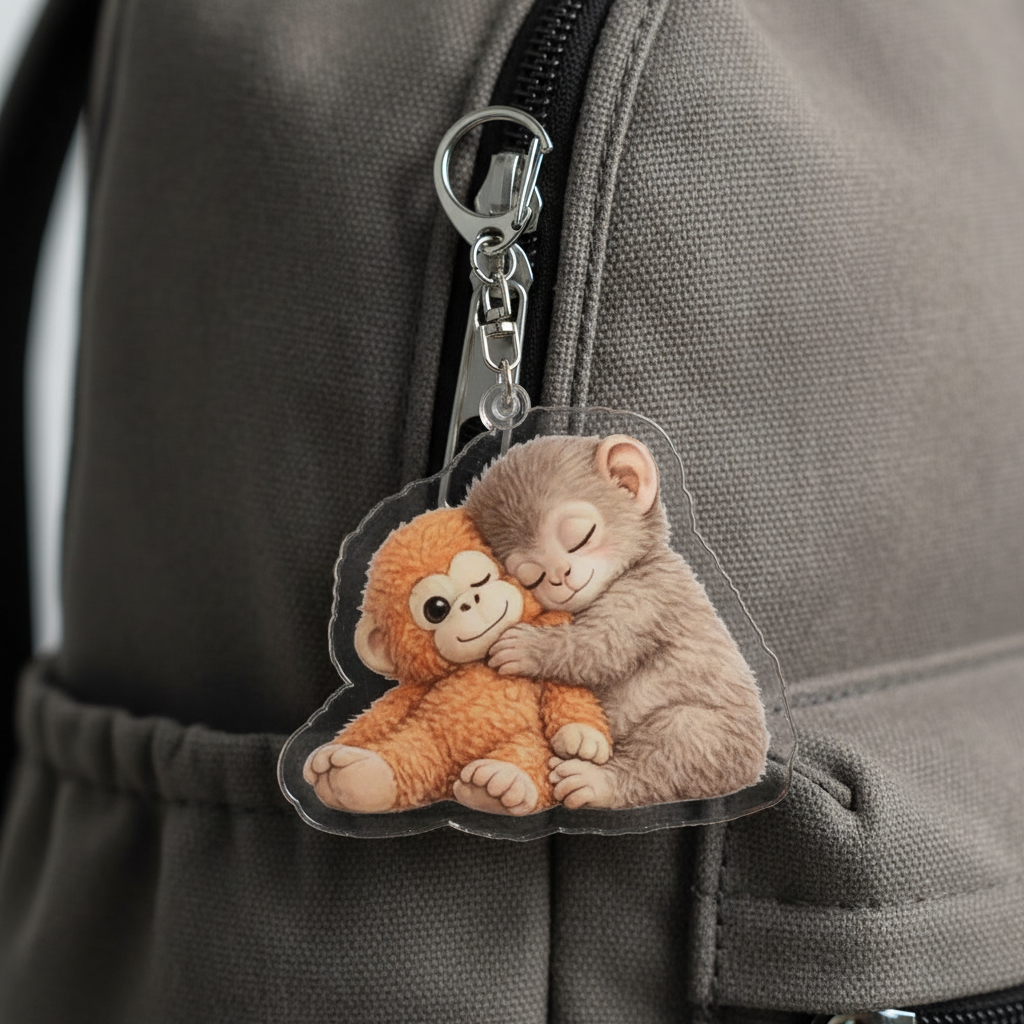 Zoo Punch Monkey Acrylic Keychain And Backpack Accessories