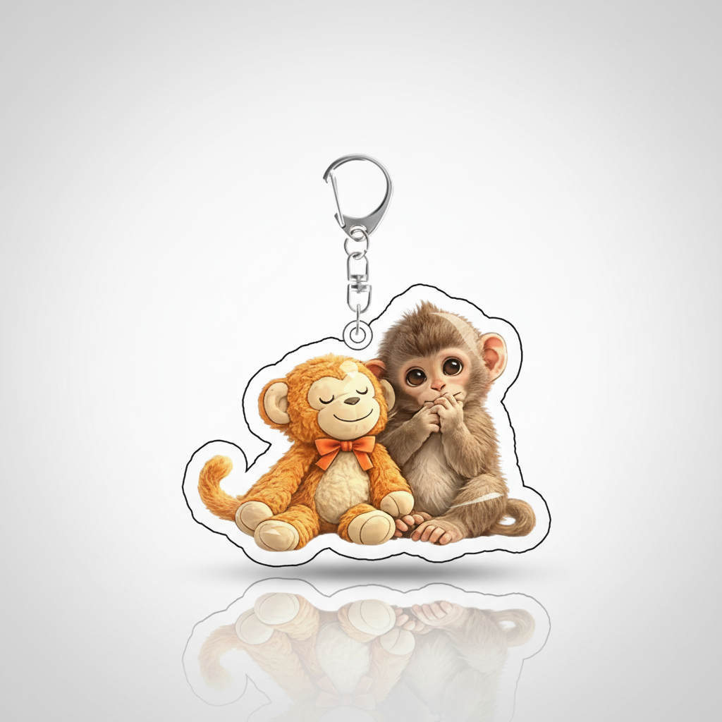 Zoo Punch Monkey Acrylic Keychain And Backpack Accessories