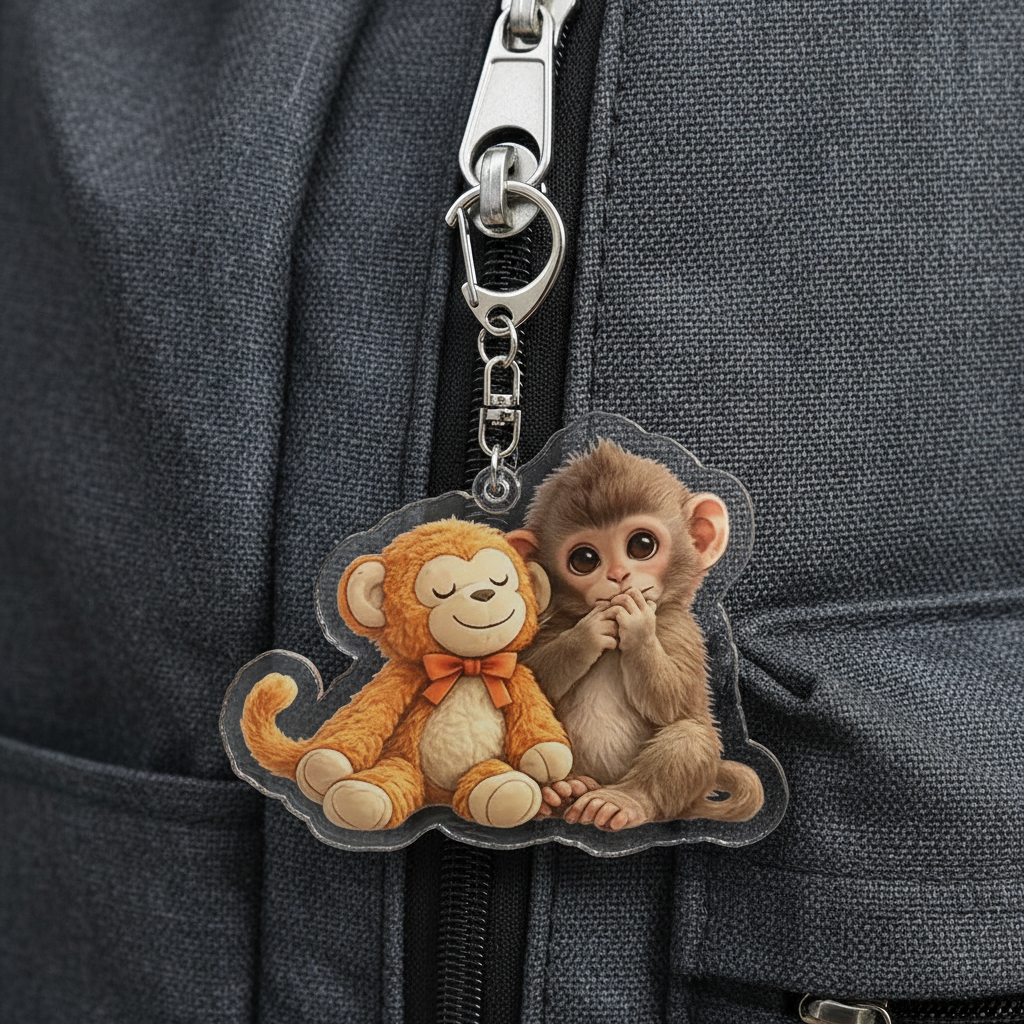 Zoo Punch Monkey Acrylic Keychain And Backpack Accessories