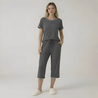 Short Sleeve Top With Capri Pajamas