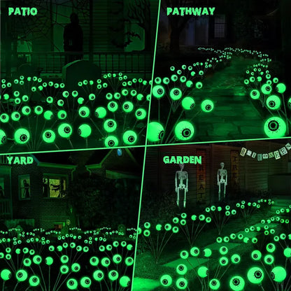 Halloween Themed 12 LED Solar Eyeball Lights Set With 2 Lighting Modes