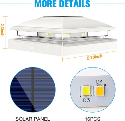 Solar Powered Post Cap Lights For Outdoor Deck And Fence