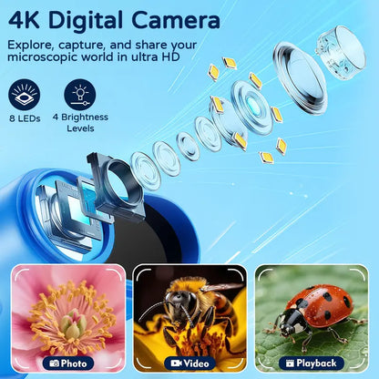 【2027 Upgrade】SEEKID 1000X Handheld Microscope for Kids with 4K 2.0" Screen, Photo & Video Camera, Rechargeable and Portable, a Fun STEM Gift & Birthday Present for Ages 3+,back to school