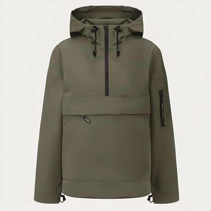 Hooded Half Zip Leopard Print Pullover Hoodie