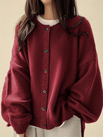 Women's Solid color Basic Button Front Knit Cardigan, Casual Long Sleeve Knitwear for Daily Wear, Ladies Clothes Womenswear for All Seasons Knitting, Knit Sweater Clothing