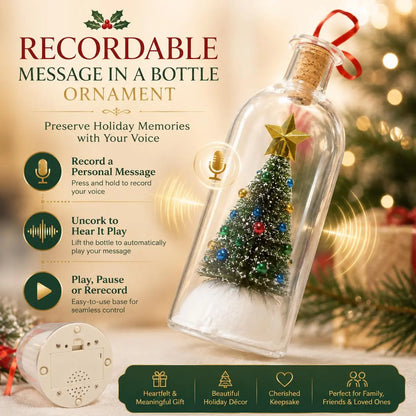 Recordable Christmas Message In A Bottle Ornament With Voice Recording Holiday Keepsake