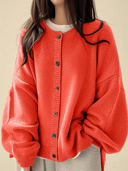 Women's Solid color Basic Button Front Knit Cardigan, Casual Long Sleeve Knitwear for Daily Wear, Ladies Clothes Womenswear for All Seasons Knitting, Knit Sweater Clothing