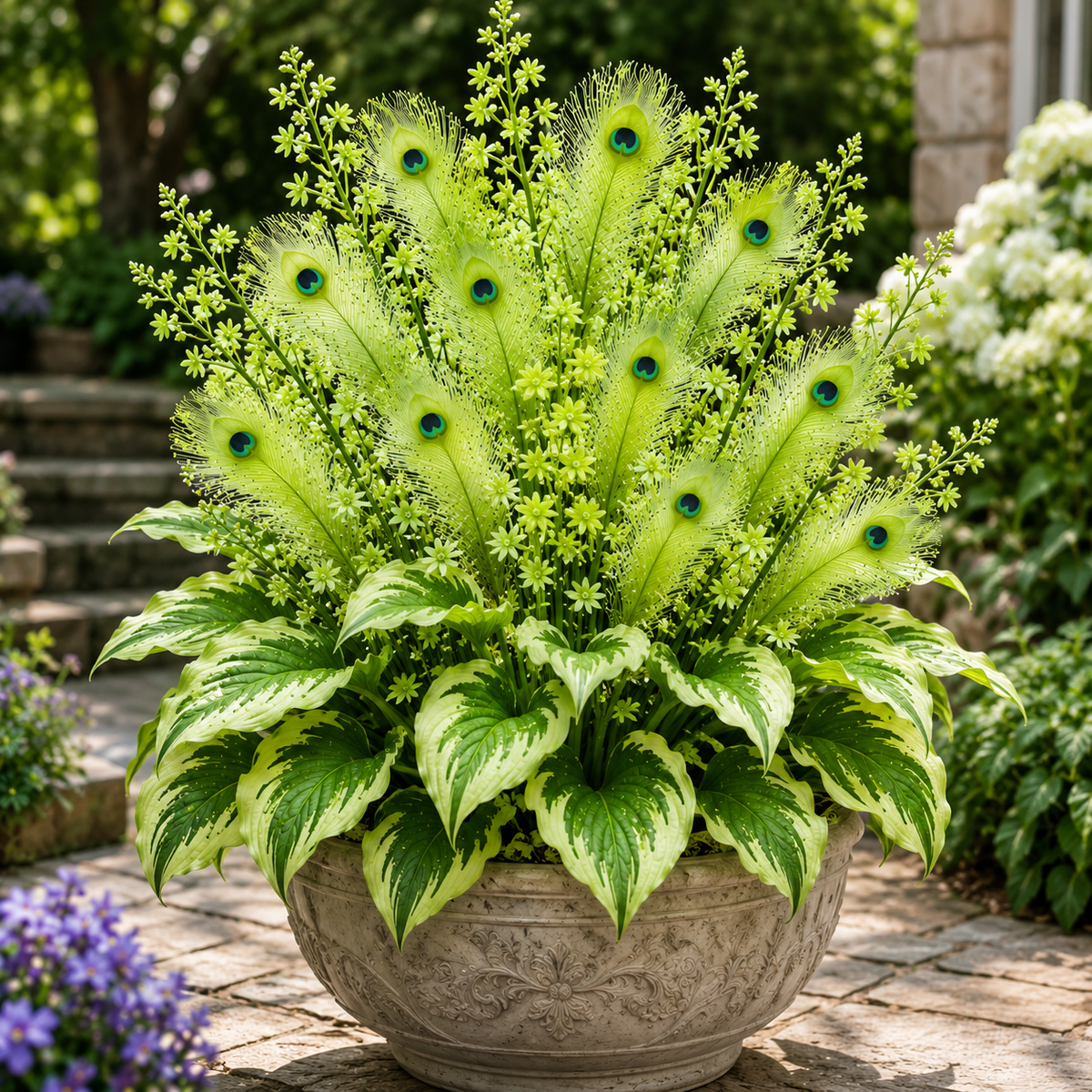 Peacock Flame Hosta Bulbs For Garden And Lawns