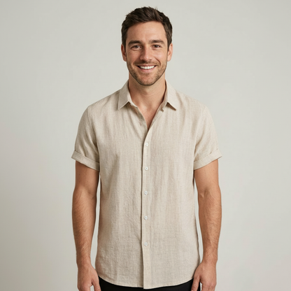 Rayon Linen Blend Button Up Shirt