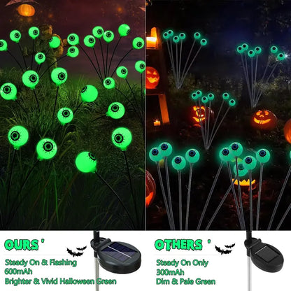Halloween Themed 12 LED Solar Eyeball Lights Set With 2 Lighting Modes