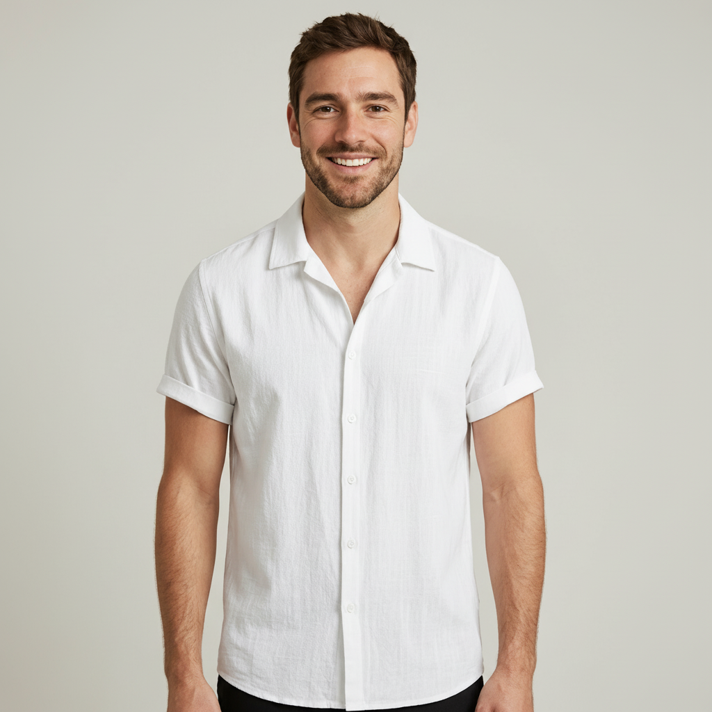 Rayon Linen Blend Button Up Shirt