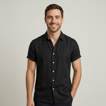 Rayon Linen Blend Button Up Shirt