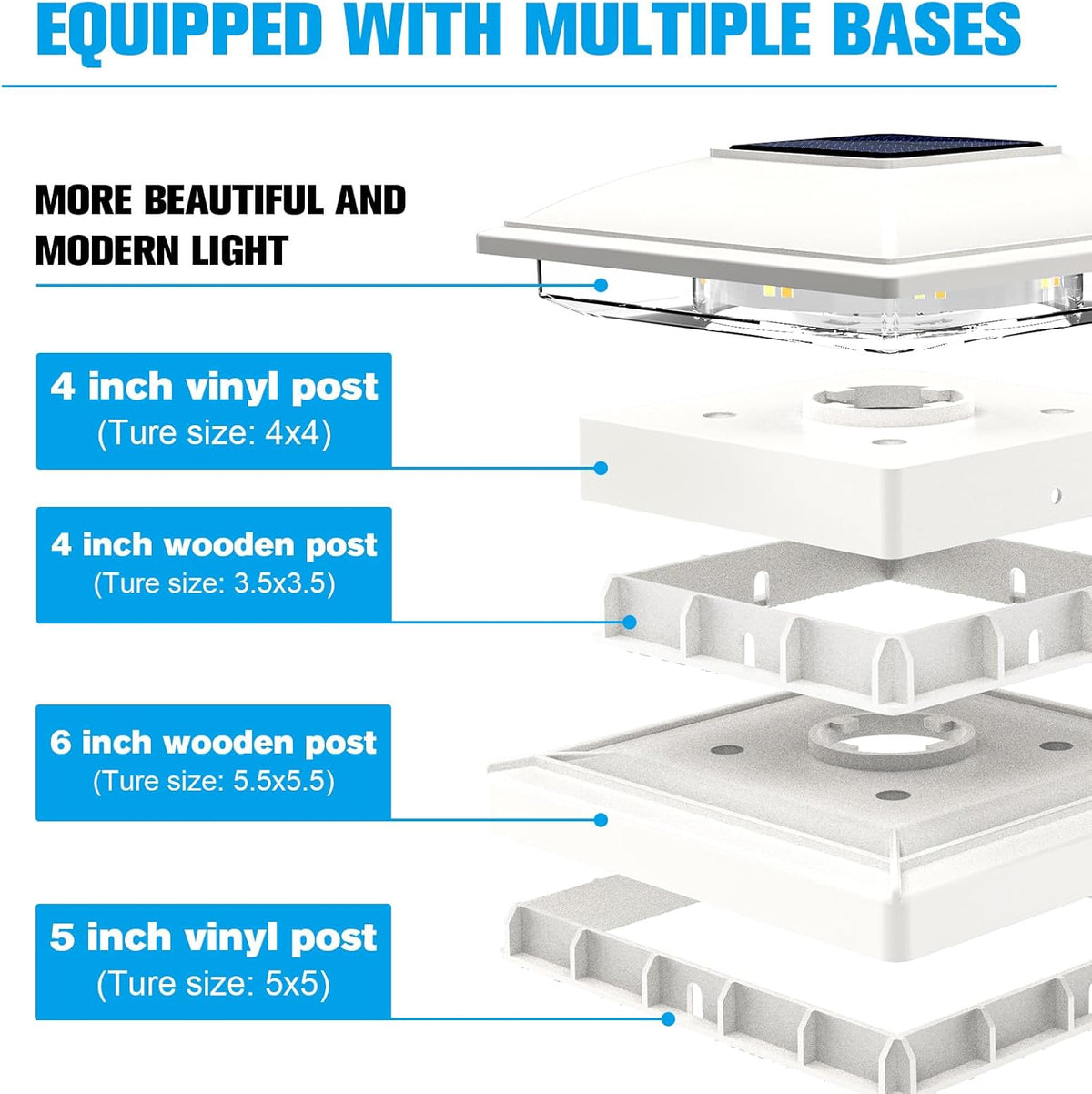 Solar Powered Post Cap Lights For Outdoor Deck And Fence