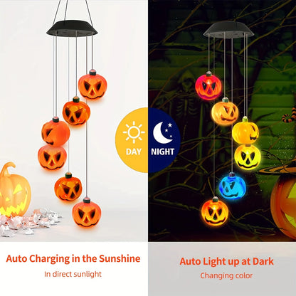 Day and night comparison: the chime charges in sunlight and lights itself in changing colours after dark