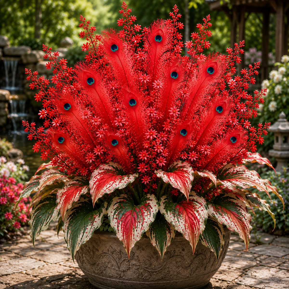 Peacock Flame Hosta Bulbs For Garden And Lawns