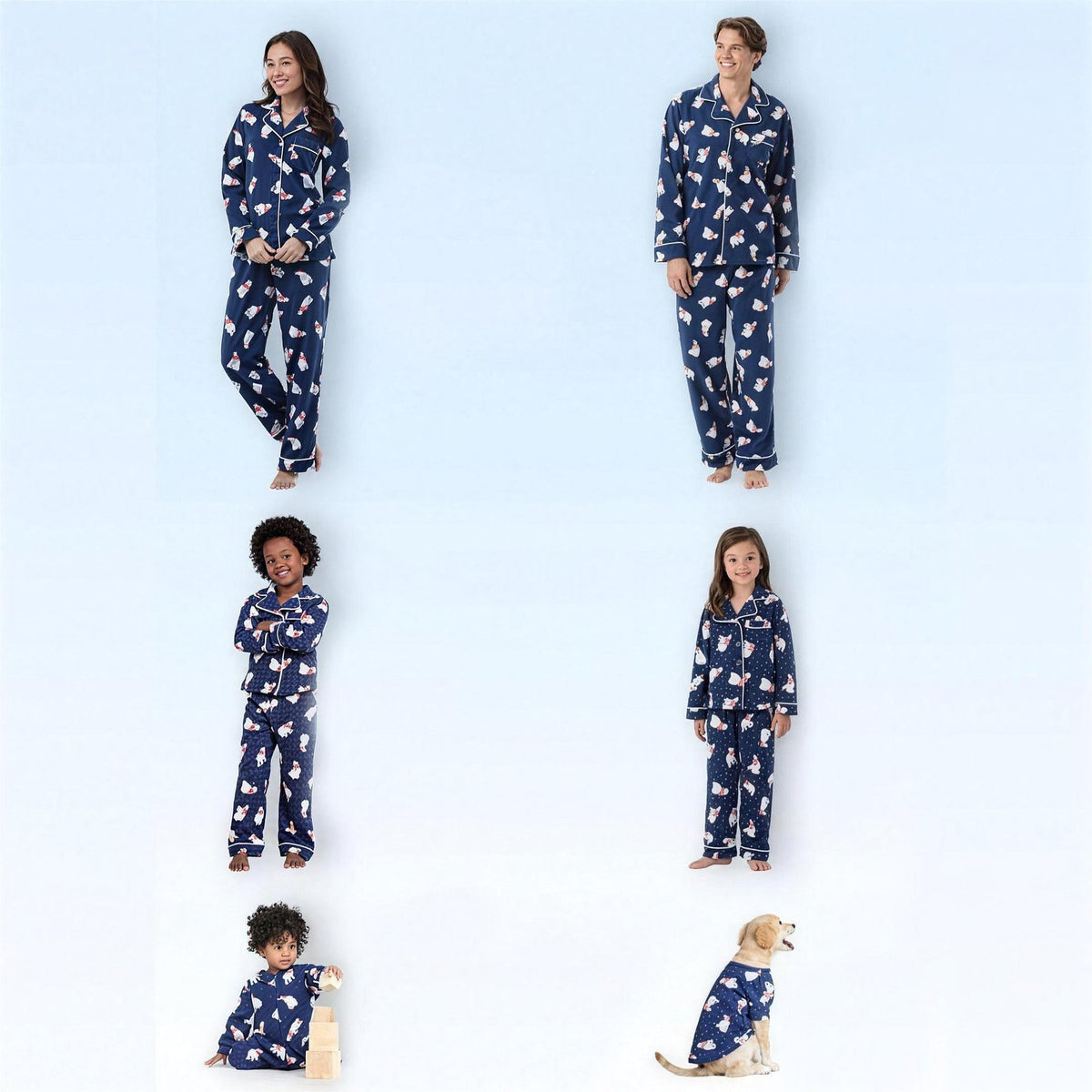 Blue polar bear print matching family Christmas pajamas – photo 4