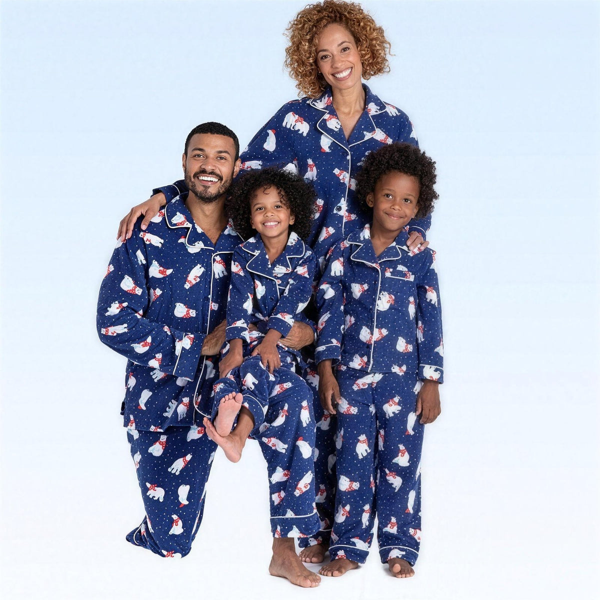 Blue polar bear print matching family Christmas pajamas – photo 3
