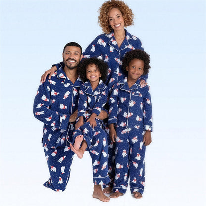 Blue polar bear print matching family Christmas pajamas – photo 3
